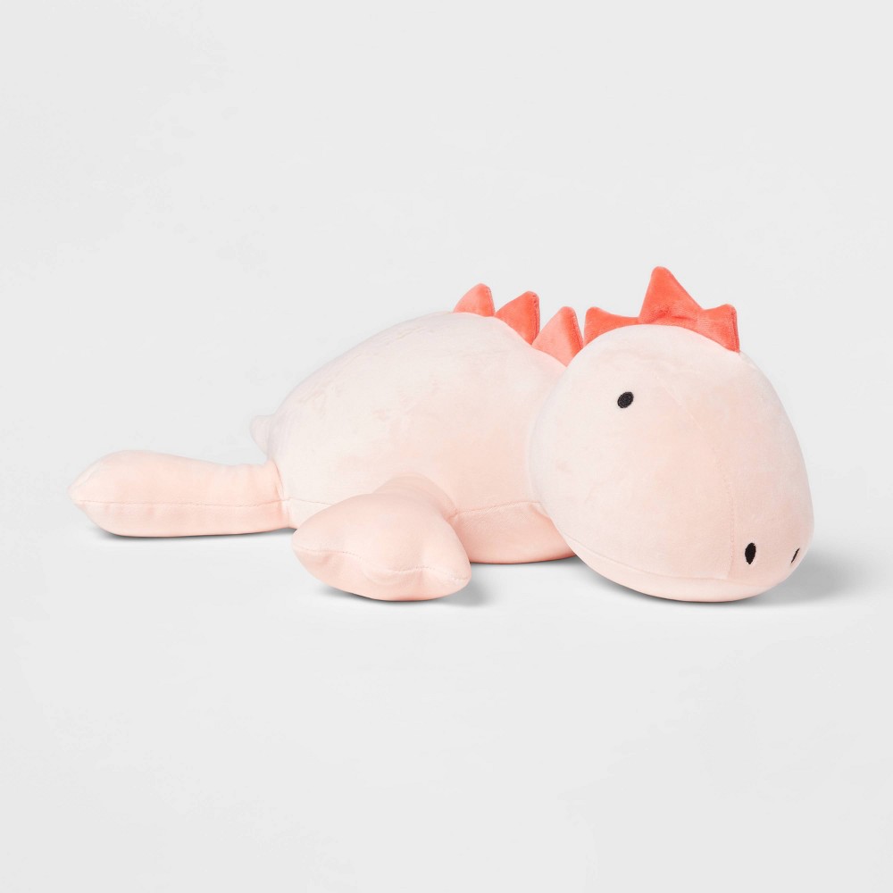 Photos - Pillow Dinosaur Weighted Plush Kids' Throw  Pink - fort™