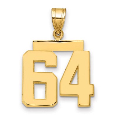 Black Bow Jewelry 14k Yellow Gold, Athletic Collection Medium Polished Number 64 Pendant