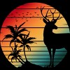 Men's Design By Humans DEER RETRO VINTAGE SUNSET By punsalan T-Shirt - 2 of 2