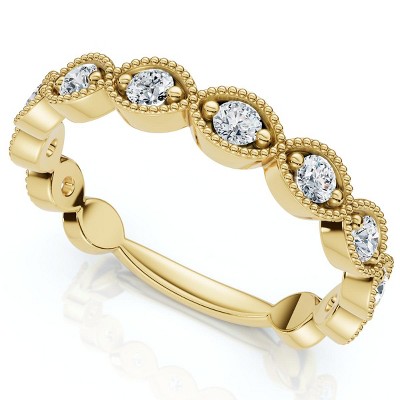Pompeii3 3/8ct Vintage Diamond Stackable Wedding Ring Womens Stackable Band 14k Gold