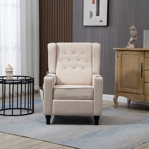 Wingback Recliner Chair, Modern Arm Pushing Recliner With Chair Button Tufted Push Back, Fabric Pushback Manual Single Reclining Sofa Seating - 1 of 4