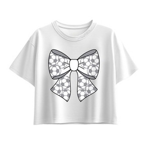Girls' - Instant Message - Soccer Bow Short Sleeve Boxy Graphic T-Shirt - 1 of 3