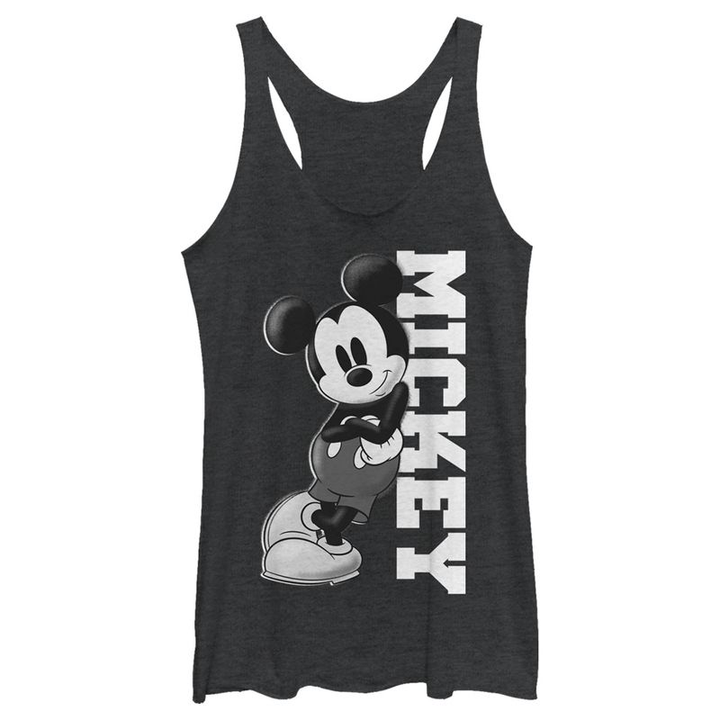 Women's Mickey & Friends Black and White Mickey Mouse Racerback Tank Top, 1 of 5