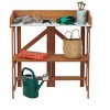 PAGED Outdoor Potting Bench, Wooden Workstation Table with Cabinet for Backyard Garden Supplies, Brown - 3 of 4