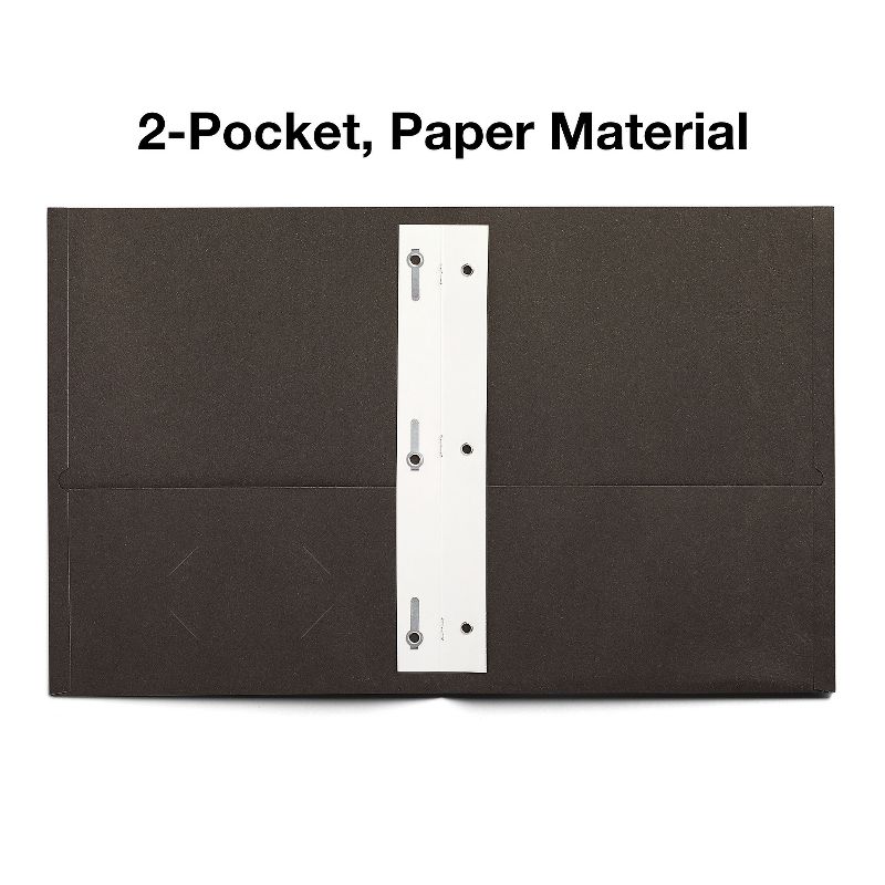 Staples 2-Pocket Folders with Fasteners Black 10/Pack (13386-US), 2 of 4