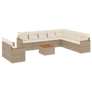 vidaXL Garden Sofa Set Beige, Cream White - 1 of 4