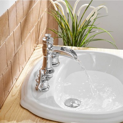 Polished Chrome 8-Inch Waterfall Widespread 2-Handle Bathroom Faucet