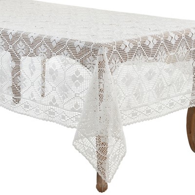 Vintage White Crochet Rectangular Tablecloth