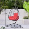VisioGear Patio Swing Egg Chairs with Stand, Wicker Weaving Egg Chair, Hammock Chair for Living Room Balcony, Red, 37.4"*37.4"*77" - 3 of 4
