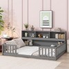 CAVINAS Twin/Full Size Bed Frame with Bedside Bookcase & Guardrails,Storage Floor Bed for Kids Room,Bedroom - 2 of 4