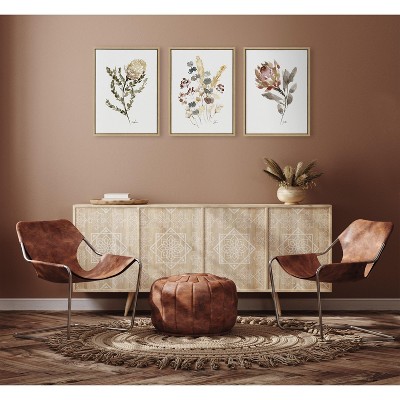 Natural Botanical Wildflower Canvas Art Set, 18x24, 3 Piece
