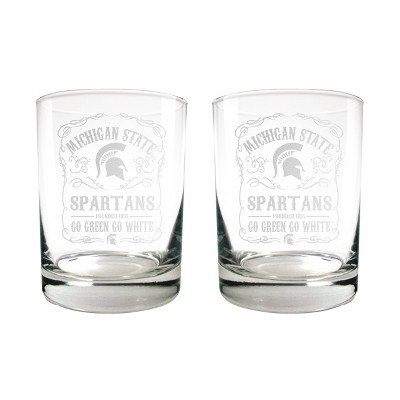 NCAA Michigan State Spartans 15oz Rocks Glass Set - 2pc