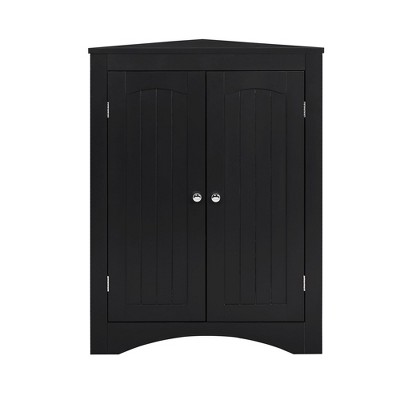 NicBex 32.3 Inch Bathroom Floor Corner Cabinet with Doors and Shelves for Dining Room,Bathroom