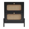 17" Modern Cannage Rattan Wood 2 Drawer Nightstand, Side Table, End Table - ModernLuxe - 4 of 4