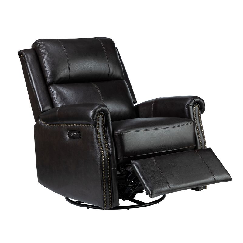 Kaietan Genuine Leather Power Rocking Recliner with Rolled Arms for Living Room and Office| ARTFUL LIVING DESIGN, 3 of 11