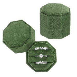 Unique Bargains Vintage Velvet Octagonal 3 Slots Jewelry Storage Boxes 2 Pcs - 1 of 4