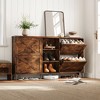 Farmhouse Shoe Cabinet with 4 Flip Drawers and 3 Open Shelves, Entryway Shoe Organizer - 3 of 4