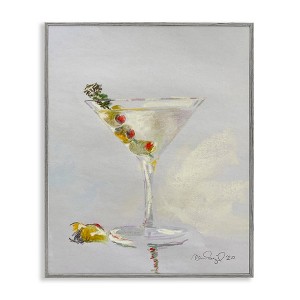 Stupell Industries Olive Martini Glass Cocktail Bar Classic Style Framed Giclee Art, Gray, 11" x 14" - 1 of 4
