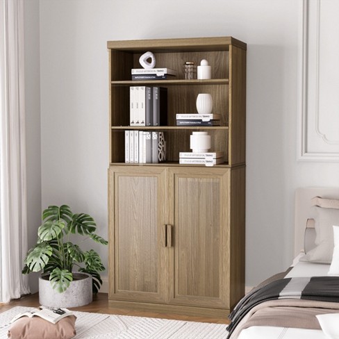 PexFix 67"x31"x16" Wood Accent Cabinet with Adjustable Shelves in Natural Color - image 1 of 4