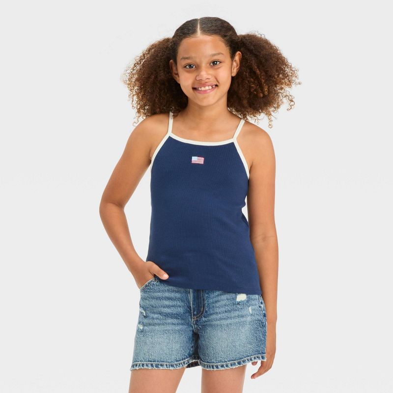 Girls' Embroidered Fitted Tank Top - art class™, 1 of 6