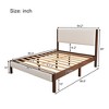 Queen Size Platform Bed Frame with Upholstered Headboard, Mid Century Modern Upholestery Bed Frame,86.6" L x 64.2" W x 49" H Walnut Wood - 3 of 4