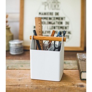 Yamazaki Home - Pen + Desk Organizer - Two Sizes - Steel + Wood - 1 of 4