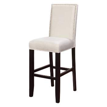 29" Stewart Padded Back and Seat Faux Leather Upholstered Barstool - Glitz White - Linon