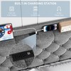 King Upholstered Platform Bed with Button Tufted Wingback Storage Headboard, Wood Slats, Charging Station, Noise-Free - 3 of 4