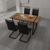5-Piece Dining Set with Rectangle Kitchen Table and 4 PU Armless Chairs - 3 of 4