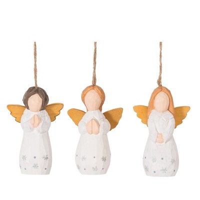 Gallerie II Wood Carved Angel Ornament, Set of 3