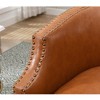 LOVMOR 360 Degree Swivel Accent Chair,Waterproof Oil Waxed PU Leather Swivel Armchair w/Solid wood frame & rotating turntable,Beige - 4 of 4