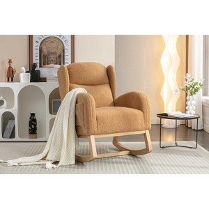CAVINAS Velvet Glider Rocking Chair,Modern Upholstered Rocking Chairs with High Backrest,Nursery Accent Chair for Bedroom - 1 of 4