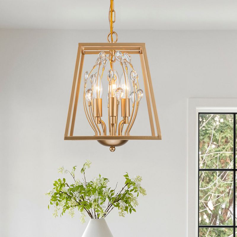 C Cattleya 3-Light 9.75in. Gold Foyer Pendant Light with Clear Crystals, 2 of 9