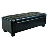 HOMCOM 51" Faux Leather Rectangular Tufted Storage Ottoman for Living Room, Entryway, or Bedroom, Black