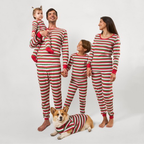 Leveret Matching Family Christmas Pajamas Red Green and White Striped - image 1 of 4