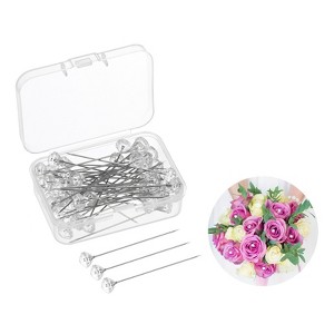 Unique Bargains Stainless Steel Clear Diamond Wedding Corsage Boutonnieres Pins - 1 of 4