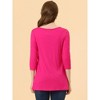Allegra K Women's 3/4 Sleeve Round Neck Button Decor Casual Stretchy Tunic Tops - 4 of 4