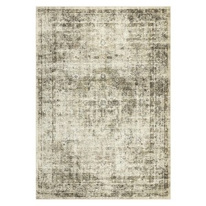 Vintage Distressed Floral Print Home Decor Rugs, Washable Non Slip Low Pile Retro Carpet for Bedroom Living Room - 1 of 4
