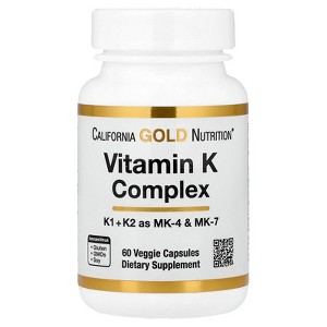 California Gold Nutrition Vitamin K Complex, 60 Veggie Capsules - 1 of 4