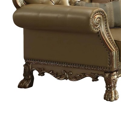 Dresden 45" Gold Patina Faux Leather Accent Chair
