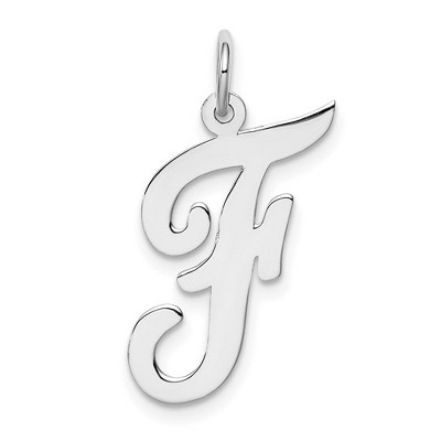 Black Bow Jewelry Sterling Silver Madison Collection LG Classic Script Initial F Pendant
