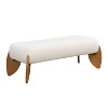 Christopher Knight Home Emory 48" Modern Rubberwood Boucle Upholstered Ottoman, White/Natural - 4 of 4