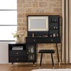 HDZNVF Modern Makeup Vanity Desk with Mirror, Retractable Dressing Table with Drawers and Cabinet, Black - 4 of 4
