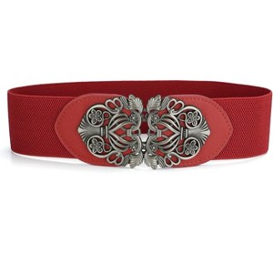 INSPIRE CHIC Women's Wide Elastic Vintage High Stretchy Buckle Waist Belt - 1 of 4