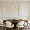 ALOADECOR 32'' Modern Halo Round Art Glass Integrated Led Chandelier Brass Art Deco Led Ceiling Light For Dining Room Living Room - 2 of 4