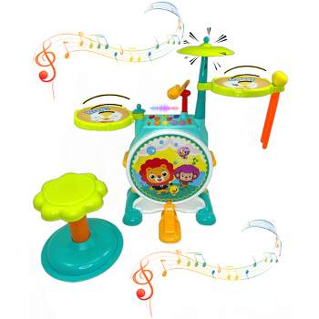Play Baby - Kids Toddler First Electric Drum Kit Set with Mic And Seat