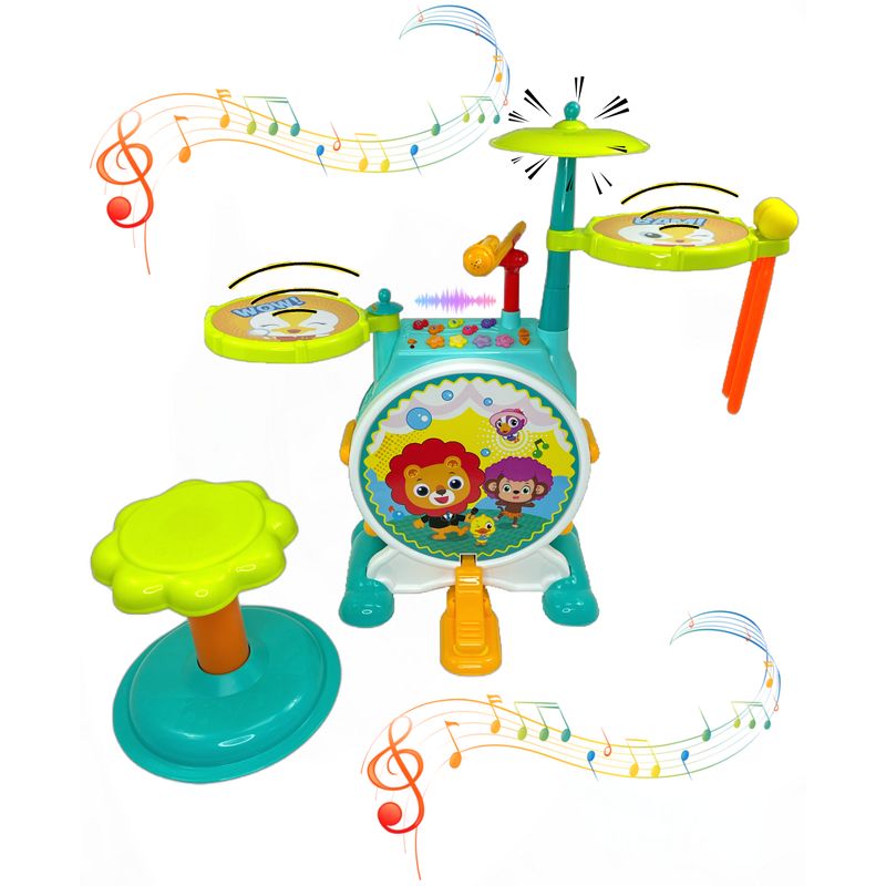 Play Baby - Kids Toddler First Electric Drum Kit Set with Mic And Seat, 1 of 6