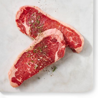 Fresh Beef New York Strip Boneless Steak Family Pack Raw - 0.48-2.06lbs - price per lbs - Good & Gather™