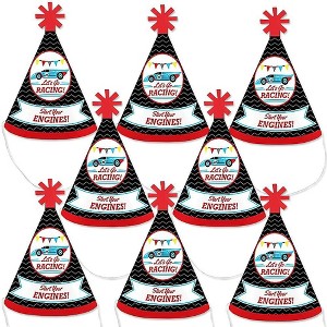 Big Dot of Happiness Let's Go Racing - Racecar - Mini Cone Race Car Birthday Party or Baby Shower Hats - Small Little Party Hats - Set of 8 - 1 of 4