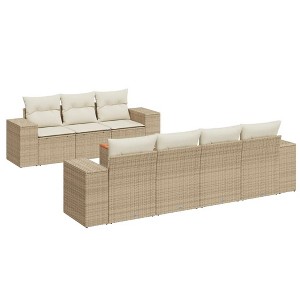 vidaXL Garden Sofa Set Beige, Cream White - 1 of 4